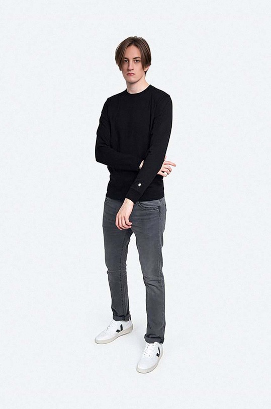 Carhartt WIP cotton longsleeve top Base I026265.BLACK.WHIT black AA00