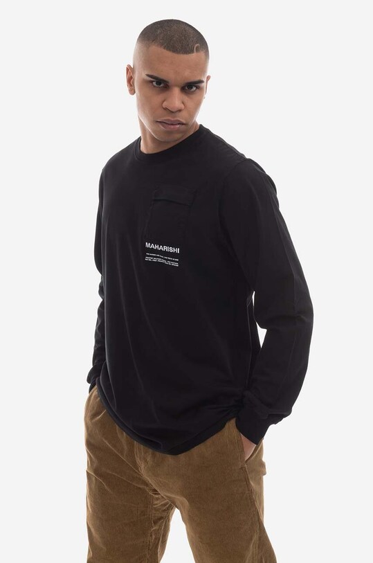 Bavlnené tričko s dlhým rukávom Maharishi Organic Cotton Jerse 7022.BLACK