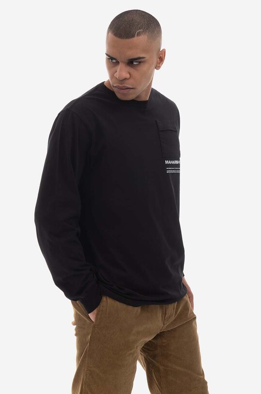 Bavlnené tričko s dlhým rukávom Maharishi Organic Cotton Jerse 7022.BLACK