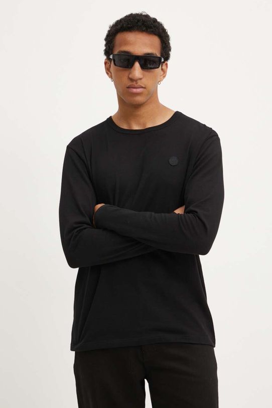 Wood Wood top a maniche lunghe in cotone Long Sleeve Wood Wood semplice nero 10005402.2323