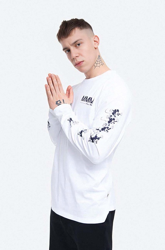 Wood Wood longsleeve bawełniany Peter 12025402.2334 biały