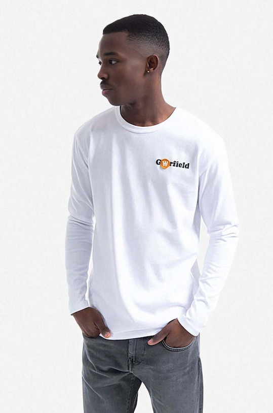 Wood Wood longsleeve bawełniany X Garfield nadruk biały 30045402.2323
