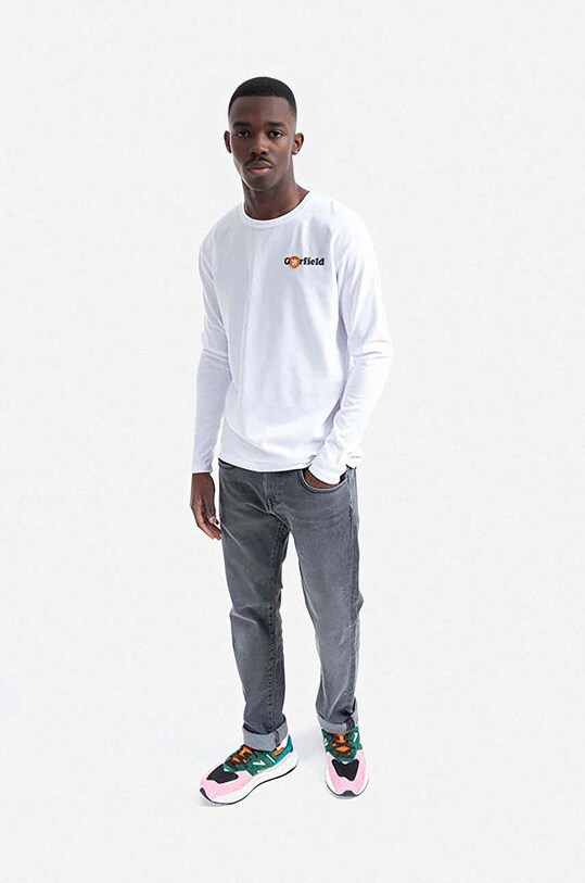 Wood Wood longsleeve bawełniany X Garfield 30045402.2323 biały AA00