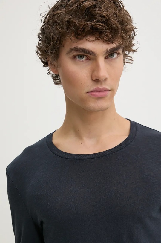 American Vintage longsleeve din bumbac bleumarin MBYSA18