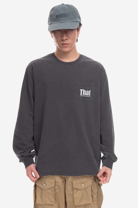 thisisneverthat top a maniche lunghe in cotone That Pocket TN231TTSLT03 grigio