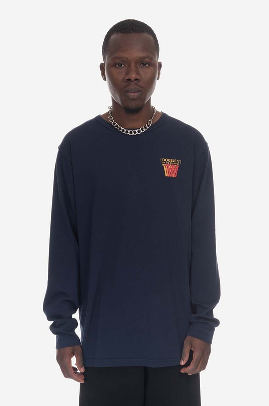 Wood Wood longsleeve din bumbac print bleumarin 10255400.2323