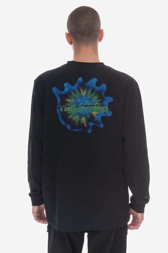 Wood Wood top a maniche lunghe in cotone sovrastampa nero 12315403.2106