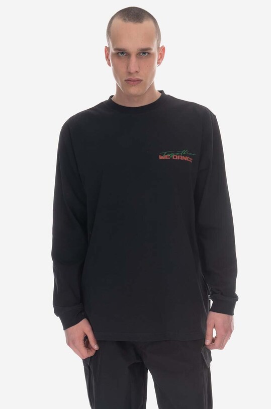 Oblečenie Bavlnené tričko s dlhým rukávom Wood Herc Placement Long Sleeve 12315403-2106 BLACK 12315403.2106 čierna