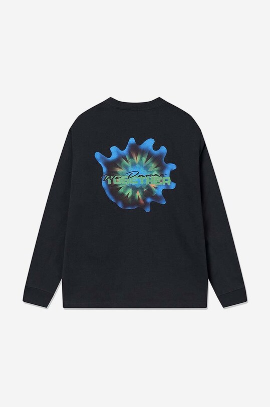 Bavlnené tričko s dlhým rukávom Wood Herc Placement Long Sleeve 12315403-2106 BLACK 12315403.2106