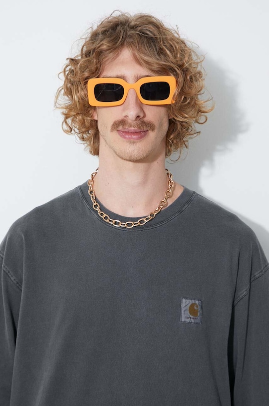 Памучна блуза с дълги ръкави Carhartt WIP Nelson I029948 сив