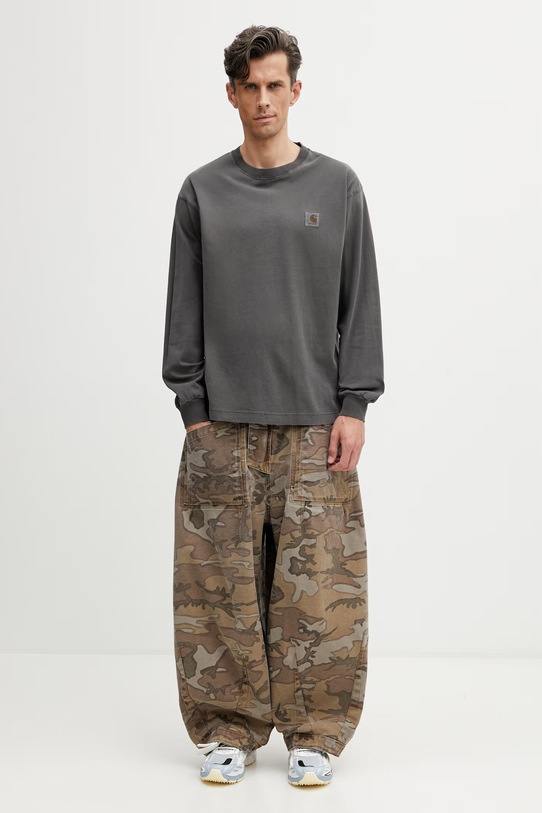 Carhartt WIP L/S Nelson T-Shirt I029948 WAX блуза с дълги ръкави мъжка от памук I029948 сив