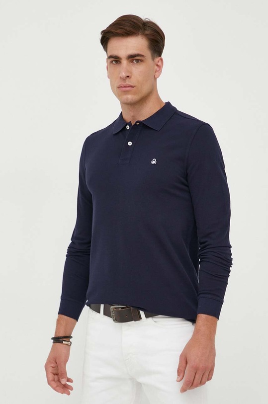 United Colors of Benetton top a maniche lunghe in cotone semplice blu navy 3089J3204.016.