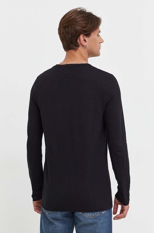 Odzież Samsoe Samsoe longsleeve bawełniany M00013400 czarny