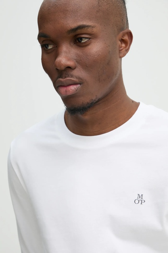 Bavlnené tričko s dlhým rukávom Marc O'Polo biela B21201252210