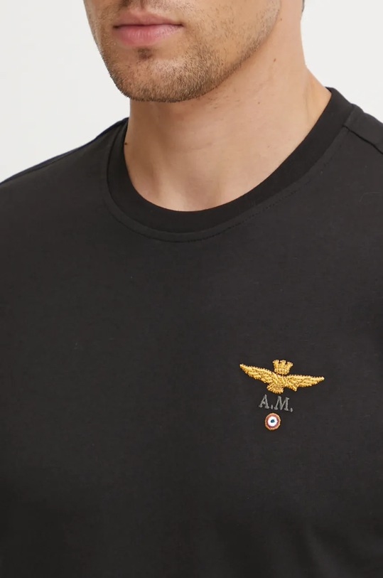 Aeronautica Militare top a maniche lunghe in cotone nero TS2390J372