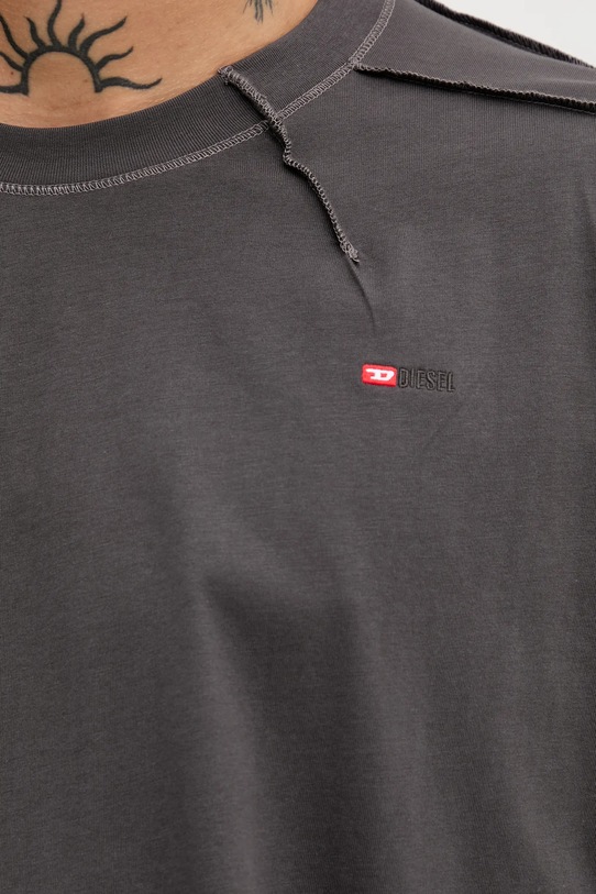 Diesel longsleeve bawełniany T-CRAHOR-BOXT-LS-T1 A19464.0NIAX szary