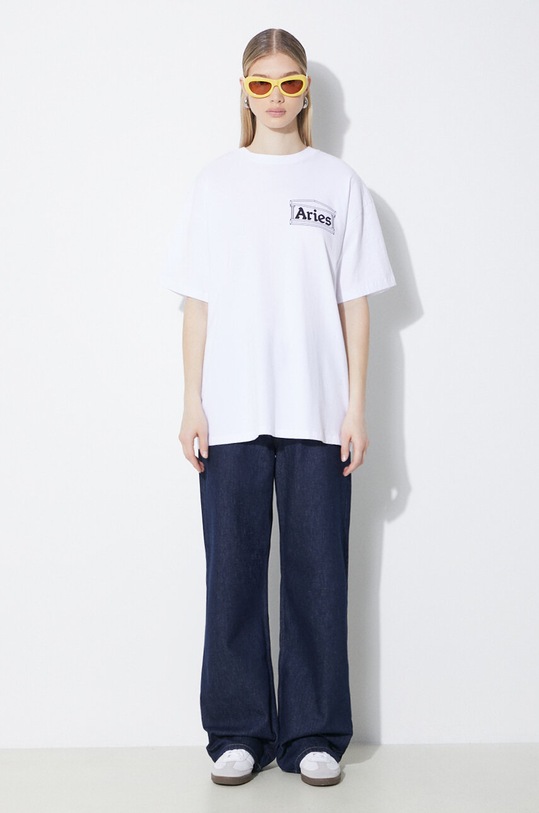 Pamučna majica dugih rukava Aries Temple LS Tee AR66600 bijela AA00
