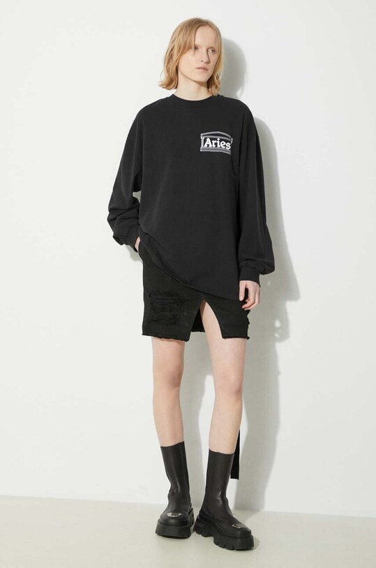 Одежда Хлопковый лонгслив Aries Temple LS Tee AR66600 чёрный