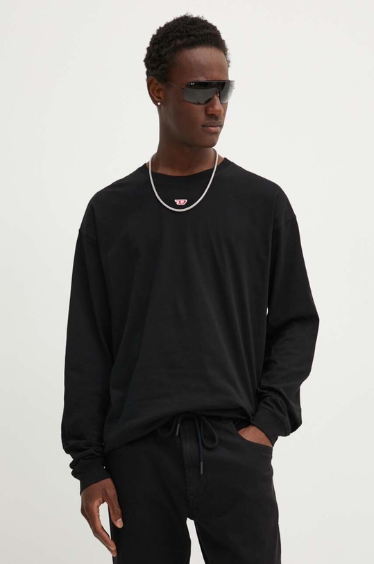 Хлопковый лонгслив Diesel T-BOXT-LS-D чёрный A14902.0GRAI