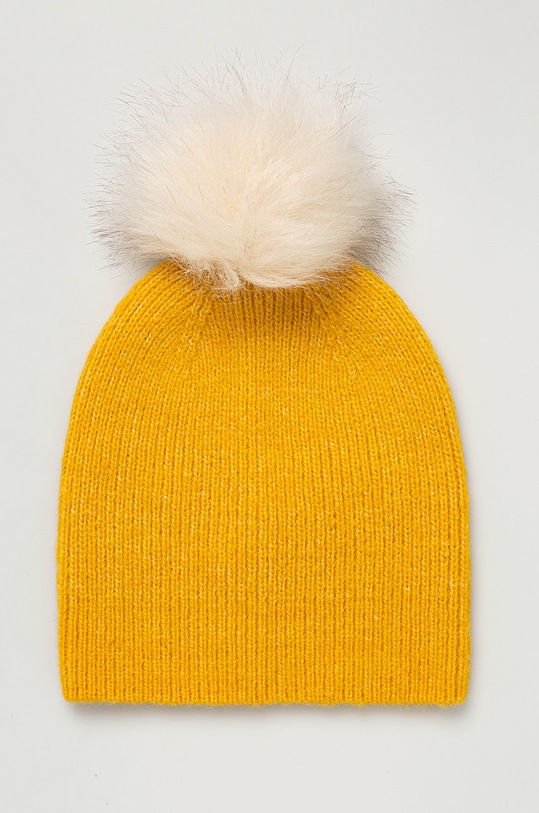 Pieces - Čiapka s prímesou vlny žltá 17106010