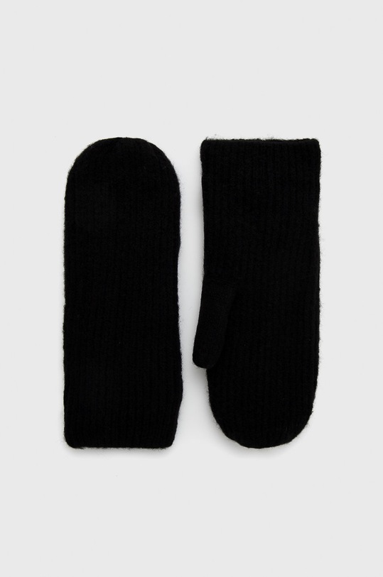 Vila Rękawiczki wełniane wełna czarny 14067387