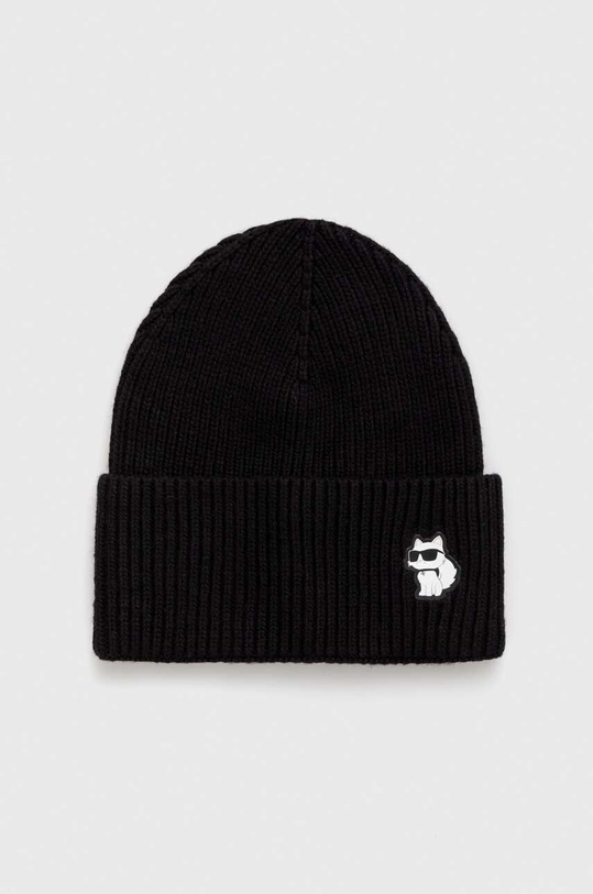 Čepice s příměsí kašmíru Karl Lagerfeld s příměsí vlny černá 240W3406