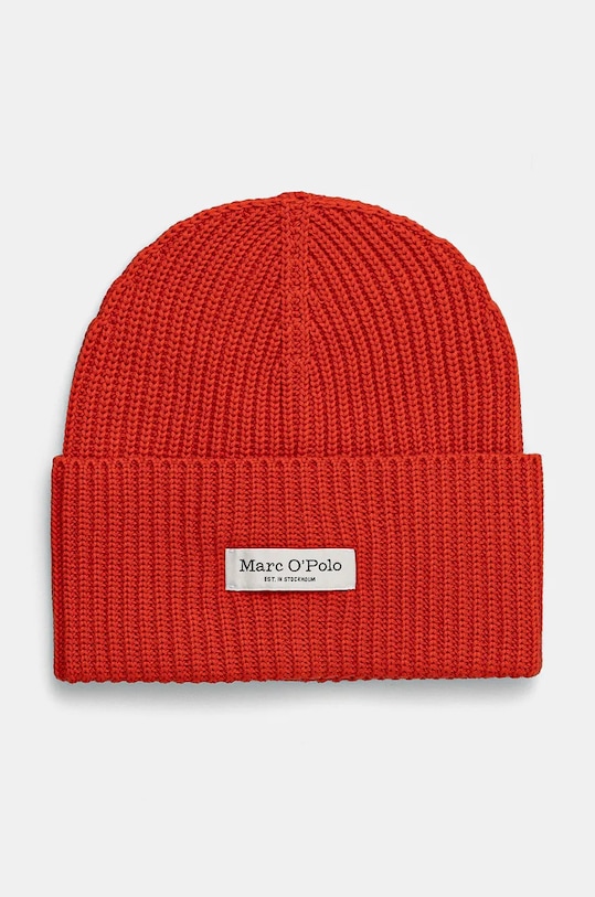 Marc O'Polo czapka bawełniana aplikacja czerwony M09605901141