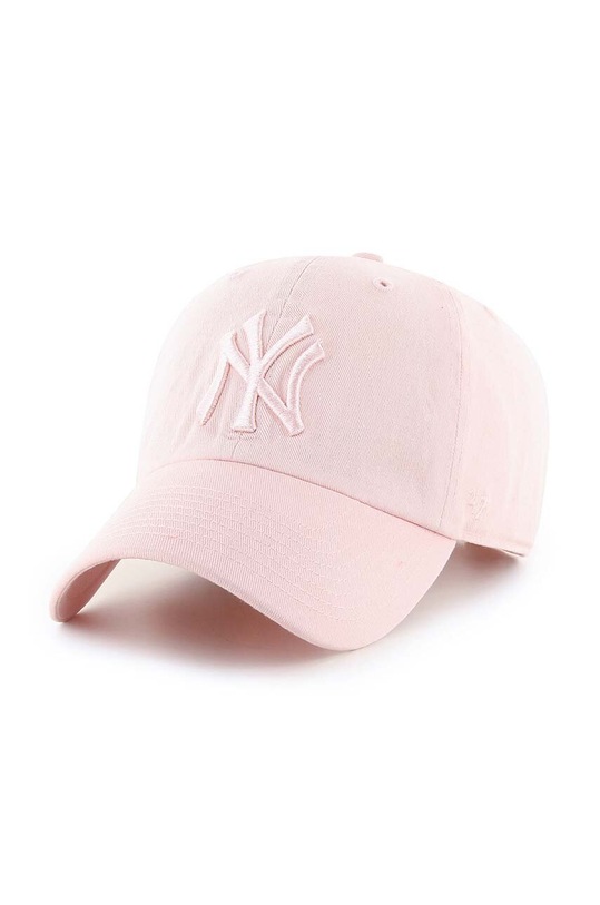 Бавовняна бейсболка 47 brand MLB New York Yankees аплікація рожевий B.NLRGW17GWS.PK