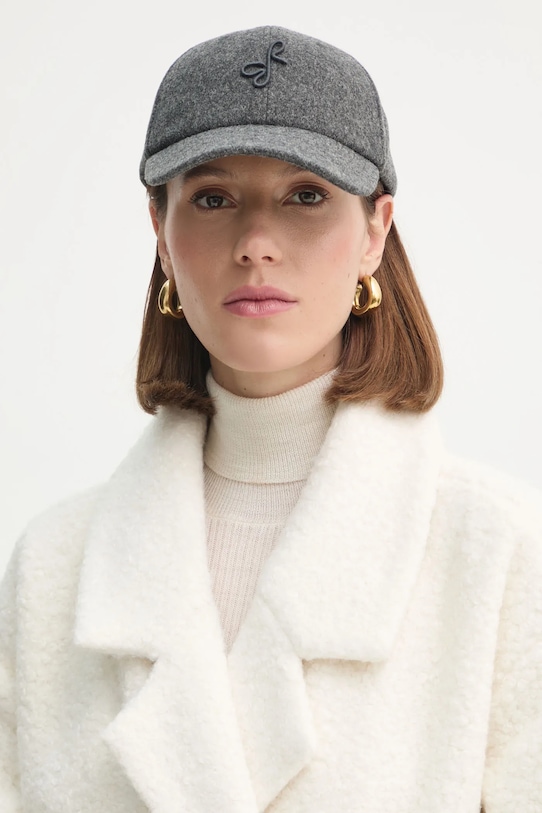 Ruslan Baginskiy czapka z daszkiem wełniana wełna szary BSB030.WP.PWRB