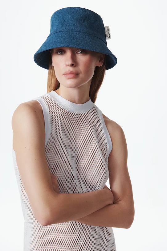 Ruslan Baginskiy palarie din bumbac bumbac albastru BCT078.C.JNS.FLT