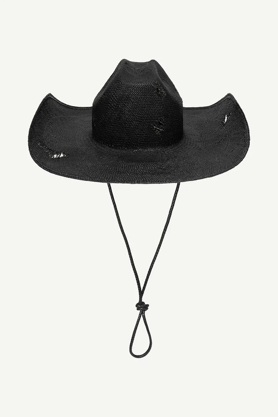 Ruslan Baginskiy kapelusz Ruslan Baginskiy Cowboy Hat with Leather Trim CWB033.STR.PRV.LBR.13P. czarny AA00