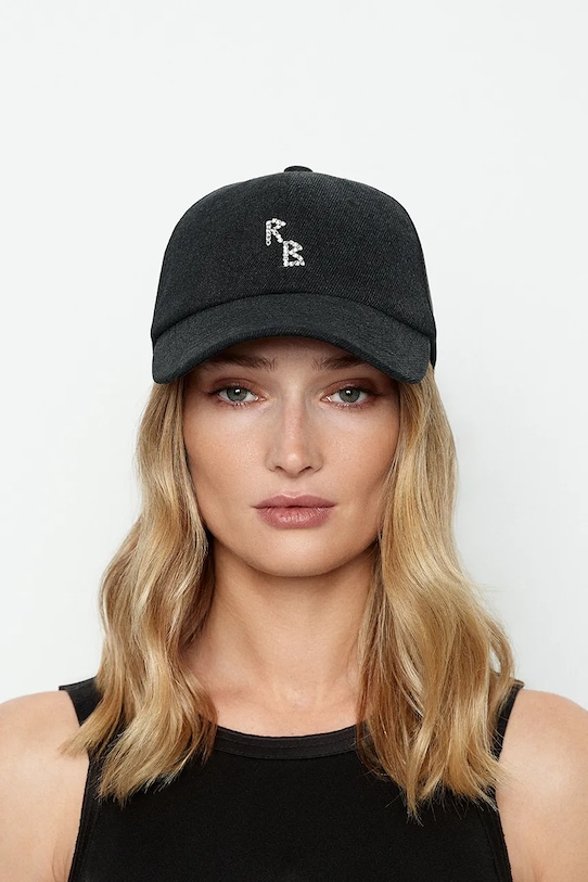 Ruslan Baginskiy czapka z daszkiem jeansowa aplikacja czarny BSB033.C.JNS.DMD