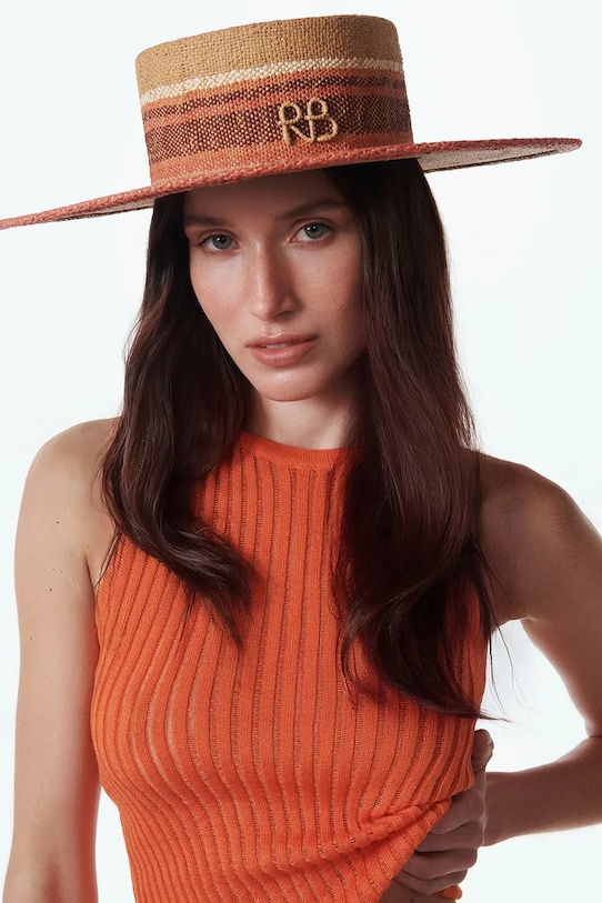 RUSLAN BAGINSKIY pălărie de paie pentru femei împletită Canotier Hat bej CNT036/004.PSTR.PLS.11P