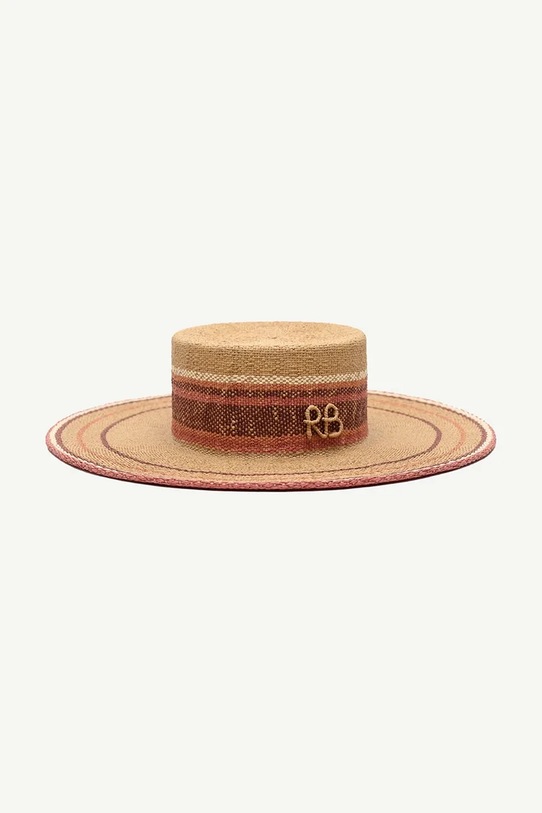 RUSLAN BAGINSKIY pălărie de paie pentru femei împletită Canotier Hat CNT036/004.PSTR.PLS.11P bej AA00