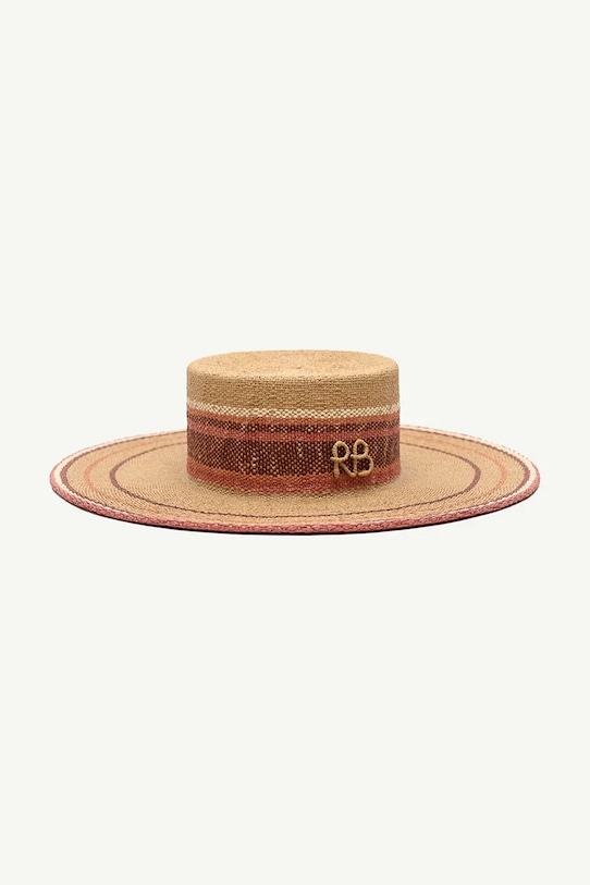 RUSLAN BAGINSKIY pălărie de paie pentru femei împletită Canotier Hat CNT036/004.PSTR.PLS.11P bej AA00