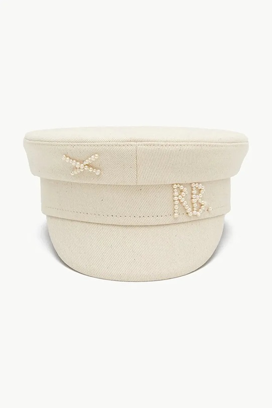 Akcesoria RUSLAN BAGINSKIY czapka damska bawełniana Baker Boy Cap KPC035.C.PRL beżowy