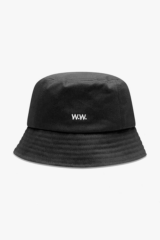 Wood Wood kapelusz bawełniany Ossian Bucket Hat 12240817-7083 BLACK nadruk czarny 12240817.7083