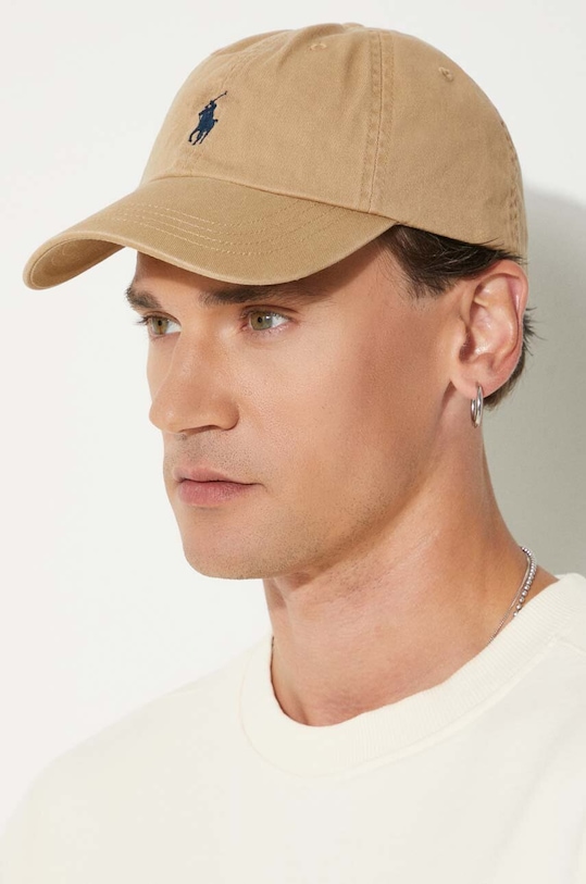 Хлопковая кепка Polo Ralph Lauren 710548524 бежевый