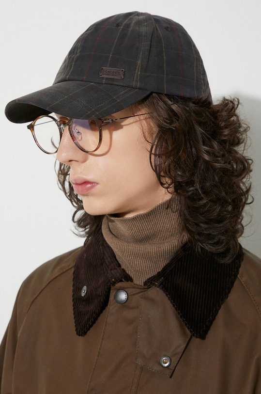 Barbour berretto da baseball in cotone Darwen Tartan Sports Cap MHA0554 verde