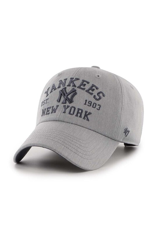 Βαμβακερό καπέλο του μπέιζμπολ 47 brand MLB New York Yankees απλικέ γκρί BCPTN.MLDAR17KHS.GY10
