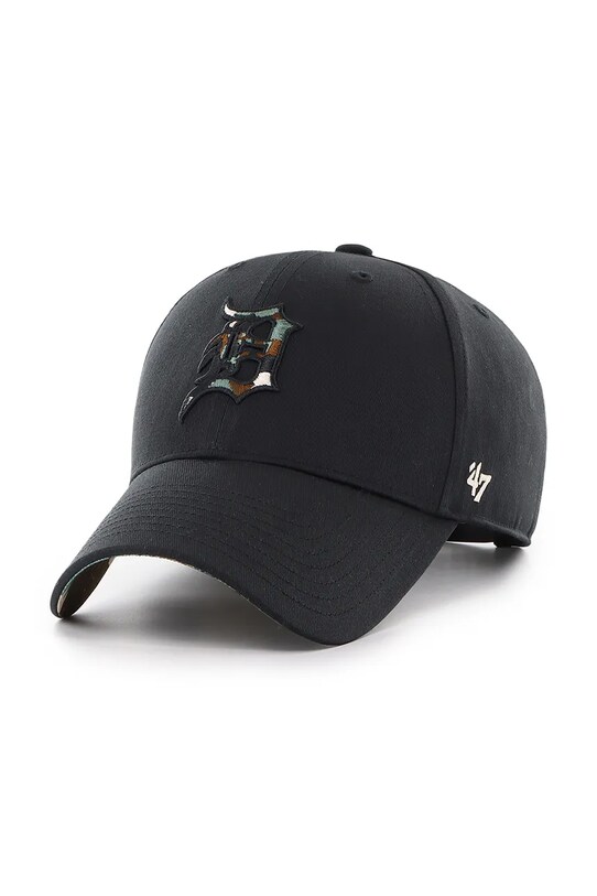 Βαμβακερό καπέλο του μπέιζμπολ 47 brand MLB Detroit Tigers απλικέ μαύρο B.DGTSM09CTP.BK
