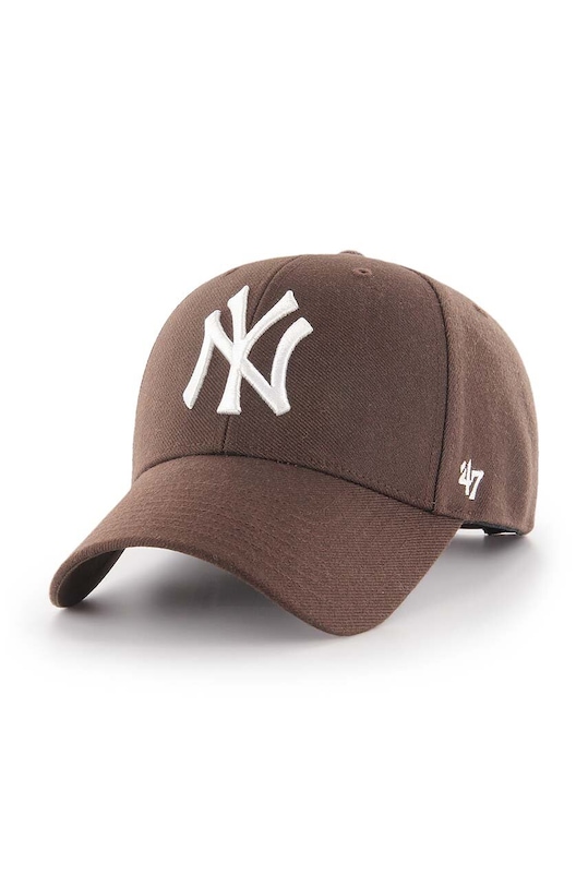 47 brand czapka z daszkiem z domieszką wełny MLB New York Yankees z domieszką wełny brązowy B.MVPSP17WBP.BW