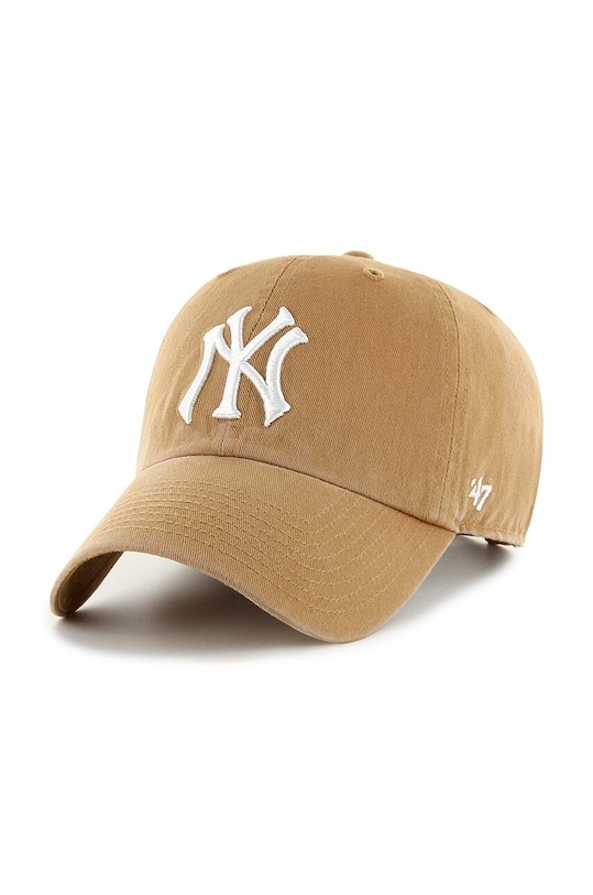 47 brand czapka z daszkiem bawełniana MLB New York Yankees aplikacja beżowy B.NLRGW17GWS.QLA