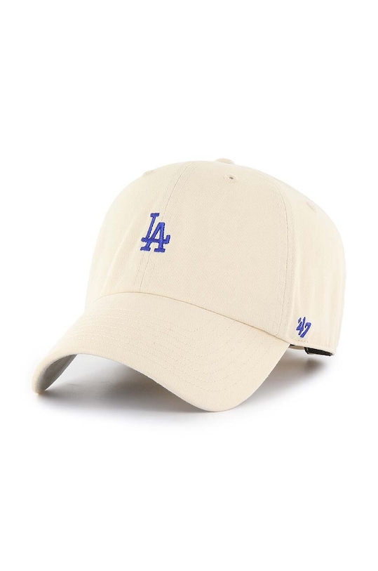 Бавовняна бейсболка 47 brand MLB Los Angeles Dodgers аплікація бежевий B.BSRNR12GWS.NTA