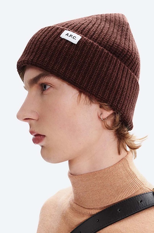 Doplňky Čepice A.P.C. Bonnet New Billie WVAYS.M25066 hnědá