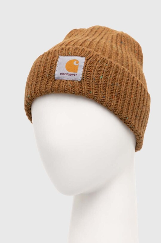 Akcesoria Carhartt WIP czapka wełniana CZAPKA CARHARTT ANGLISTIC BEANIE I013193 HZ00 I013193 brązowy