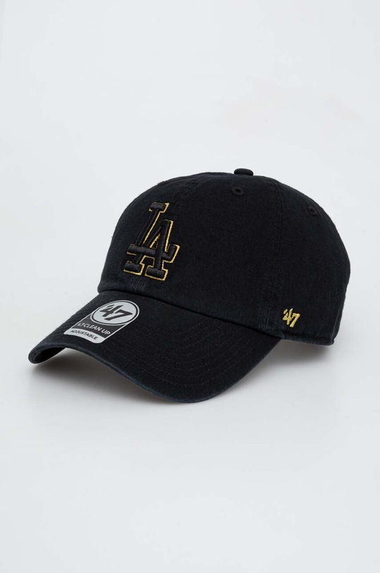 47 brand czapka z daszkiem bawełniana MLB Los Angeles Dodgers aplikacja czarny B.MTCLU12GWS.BKC