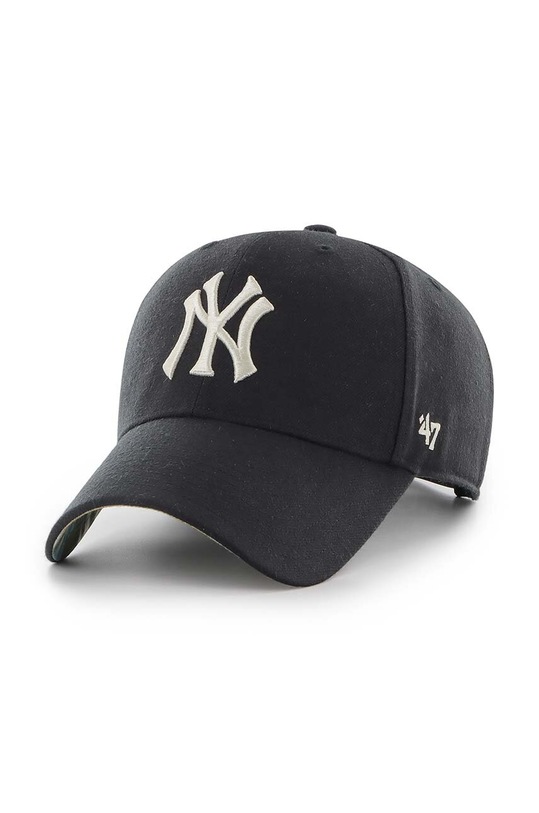 47 brand czapka z daszkiem bawełniana MLB New York Yankees aplikacja czarny B.FSCMU17WBP.BK