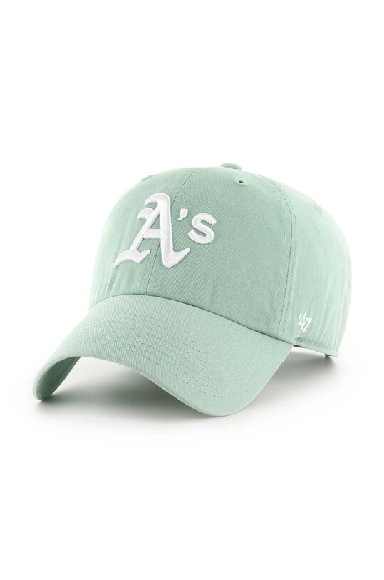 Хлопковая кепка 47 brand MLB Oakland Athletics аппликация зелёный B.NLRGW18GWS.YQ