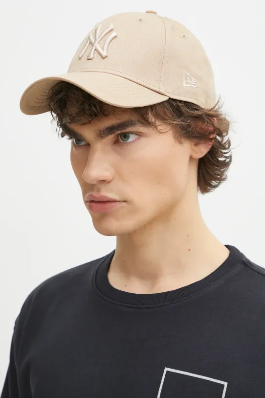 Бавовняна бейсболка New Era LEAGUE ESSENTIAL 9FORTY® гладкий бежевий 60244714